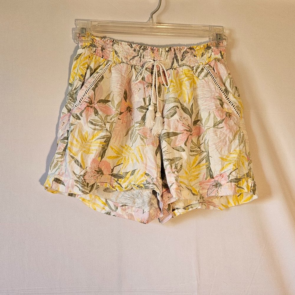 Briggs Linen Blend Shorts Size L Floral Print